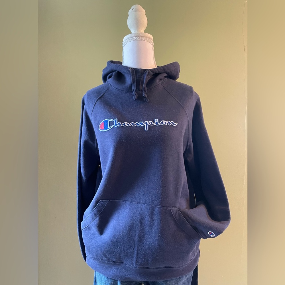 Champion Blue Funnel-neck Athleticwear Hoodie